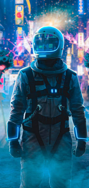 Glødende astronaut iPhone 11 bakgrunn — iPhone 14 Plus Bakgrunner