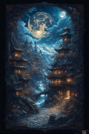 Tibet, nattescene, gotisk, surrealistisk, digital kunst, bakgrunn, mystisk — iPhone 4 Bakgrunner