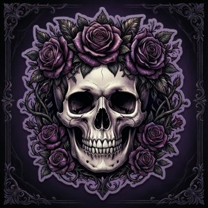 Mørk estetisk hodeskalleklistremerke med blomster og vinranker. — Pixel Watch 4 Bakgrunner