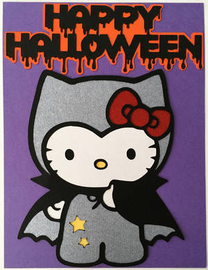 Grå flaggermus Hello Kitty Halloween-bakgrunn — Hello Kitty Halloween Bakgrunner