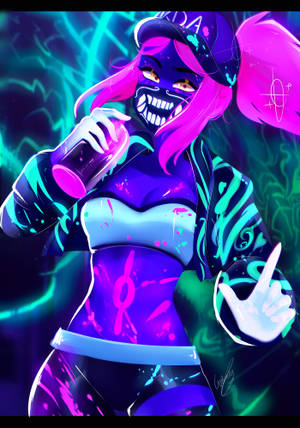 Grafisk kunst LoL KDA Akali bakgrunnsbilde — OnePlus Pad 4 Bakgrunner