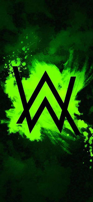 Grønn Alan Walker logo bakgrunnsbilde — iPhone 11 Pro Bakgrunner