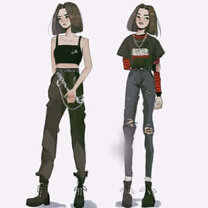 Grunge Anime — Anime jente hettegenser Bakgrunner