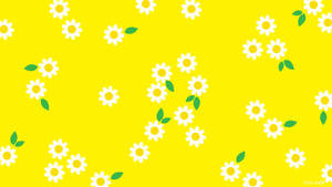 Gul estetikk med hvite blomster til datamaskin