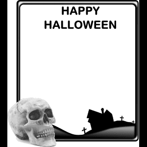 Halloween-hilsen med hodeskalle og silhuett