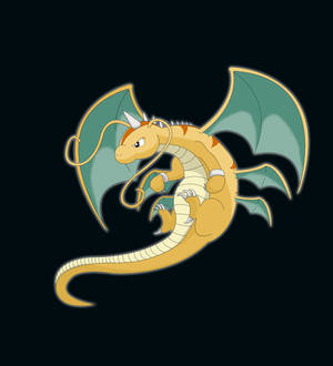 Kult flygende Mega Dragonite bakgrunnsbilde — Oppo Find N Bakgrunner