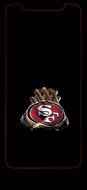 Hanskene 49ers SF-logo med iPhone-kontur bakgrunnsbilde — iPhone 12 Bakgrunner