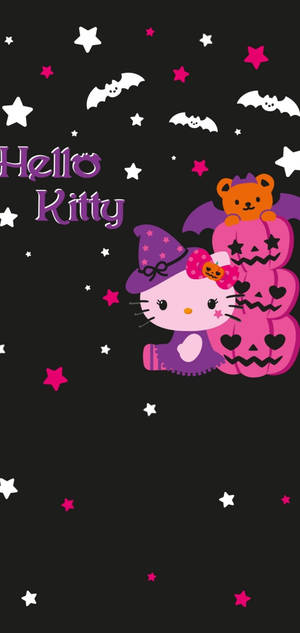Hello Kitty Halloween Rosa Jack O'Lanterns bakgrunnsbilde — iPhone 15 Plus Bakgrunner