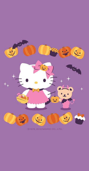 Hello Kitty Halloween Lilla Grafikk bakgrunnsbilde — Hello Kitty Halloween Bakgrunner