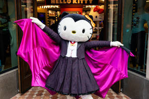 Hello Kitty Halloween-flaggermus i naturlig størrelse bakgrunnsbilde — Hello Kitty Halloween Bakgrunner
