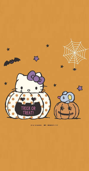Hello Kitty Halloween Søt Kunst bakgrunnsbilde — Hello Kitty Halloween Bakgrunner