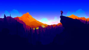 Firewatch Henry på blå og oransje fjell bakgrunnsbilde