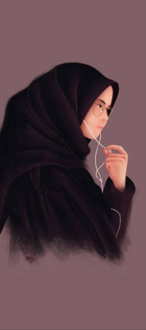 Hijab Tegneserie Musikkjente — Honor Magic V5 Bakgrunner