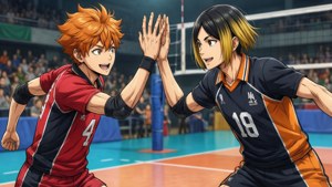 Sportsbakgrunnsbilde av Hinata og Kageyama fra Haikyuu!! — Anime par GIF Bakgrunner
