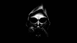 Hodeskalle med respirator mørk 4k
