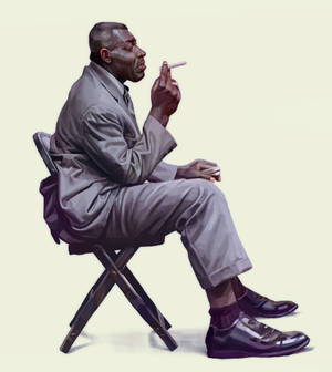 Howlin Wolf fanart-maleri som røyker — Oppo Find N Bakgrunner