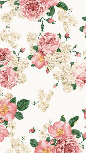 Hvit og rosa blomster iPhone