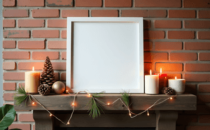 ramme, jul, julepynt, hylle, furu, lys, tom, feiring, koselig, sesong, hjem, ornament, festlig, hilsen