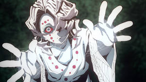 Hvit spindelvev Rui Demon Slayer bakgrunnsbilde — Rui Demon Slayer Bakgrunner