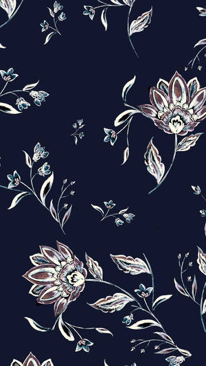 Hvite blomsterkonturer Floral iPhone — Blomstret iPhone Bakgrunner