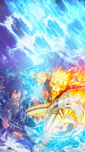 Imponerende Sasuke Naruto iPhone digital kunst — Naruto vs sasuke Bakgrunner