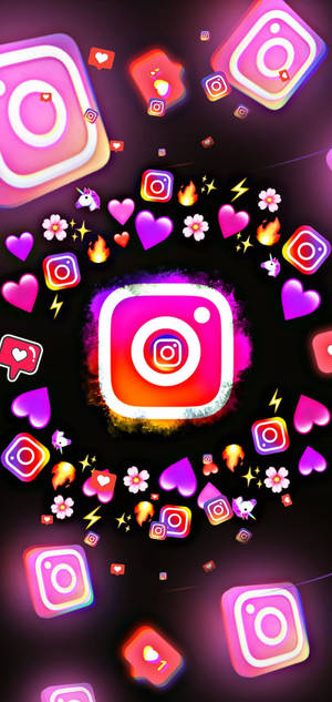 Instagram ikon og emojier bakgrunnsbilde — iPhone 14 Bakgrunner