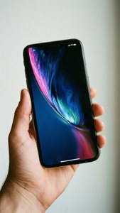 Livsstilsbakgrunnsbilde av iPhone X holdt i hånden.