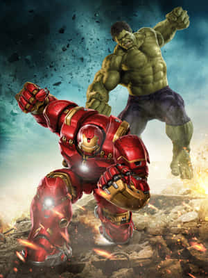 Iron Man og Hulken i en episk kamp — Galaxy Z TriFold Bakgrunner