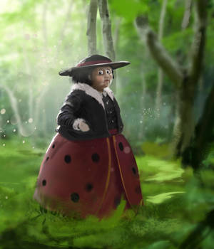 James and the Giant Peach Mrs. Ladybug kunst bakgrunnsbilde — Tecno Phantom V Fold2 Bakgrunner