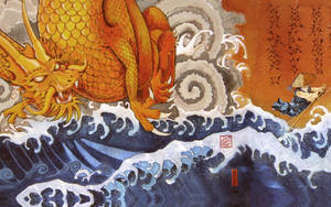 Japansk dragekunst på røft hav — Japansk drage Bakgrunner