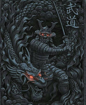 Japansk samurai med glødende øyne — Japansk samurai Bakgrunner