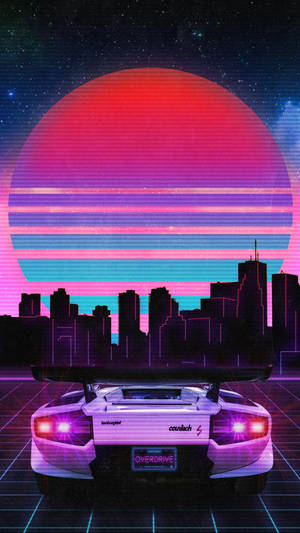 JDM-bilestetikk med vaporwave-solnedgang — Jdm-estetikk Bakgrunner