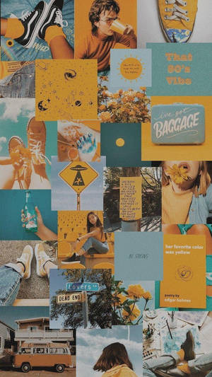 Jente oransje estetisk collage — Estetisk collage Bakgrunner