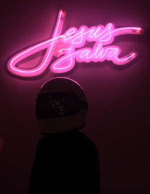 Jesus Salva neonskilt i rosa — Neon rosa estetikk Bakgrunner