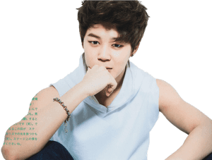 Jimin i ettertenksom positur