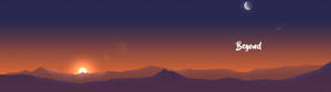 Solnedgang over minimalistiske fjell dobbel skjerm-bakgrunn — 3840x1080 Bakgrunner