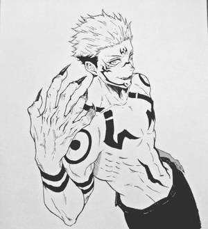 Jujutsu Kaisen Sukuna anime-tegning bakgrunnsbilde — Oppo Find N6 Bakgrunner