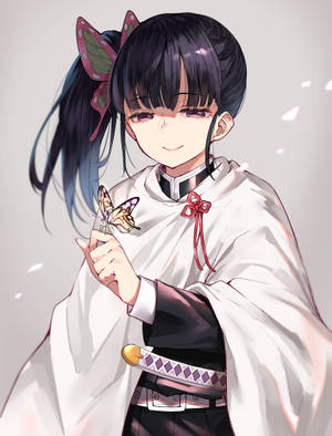 Kanao Tsuyuri mildt smil — Demon slayer telefon Bakgrunner