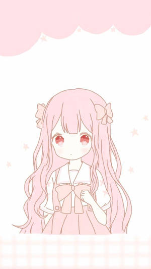 Kawaii Anime-jente i rosa sløyfer