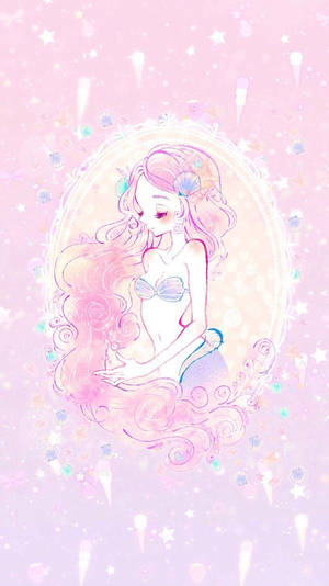 Kawaii rosa havfrue innrammet — Kawaii rosa Bakgrunner