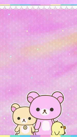 Kawaii rosa Rilakkuma-figurer på fargerik rosa bakgrunn — Kawaii rosa Bakgrunner
