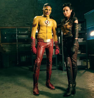 Kid Flash og Vixen bakgrunnsbilde — Galaxy Z Flip7 FE Bakgrunner