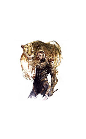 Killmonger Og Brølende Jaguar Bakgrunnsbilde — Galaxy Tab S9 Ultra Bakgrunner