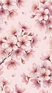 Myk estetisk bakgrunn med akvarellkirsebærblomster på rosa bakgrunn. — Myk estetisk GIF Bakgrunner