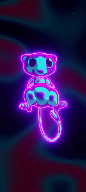Glødende Neon Mew-bakgrunn — iPhone 12 Pro Bakgrunner