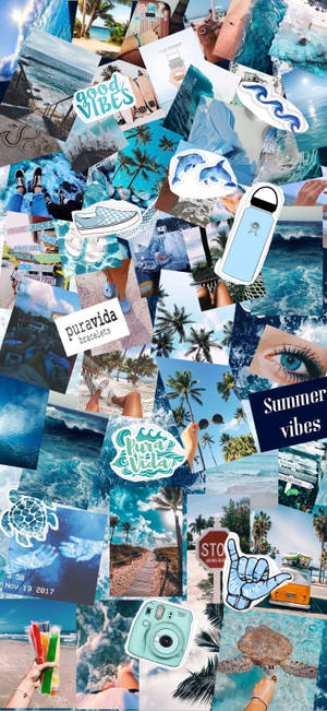 Kjølig blå sommerkollasj — Samsung Galaxy S20 Bakgrunner