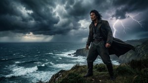 Taku på en klippe med utsikt over stormfullt hav — Havbølger Bakgrunner