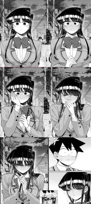 Komi San Gråtone Japansk Manga Panel — Pixel 10 Bakgrunner