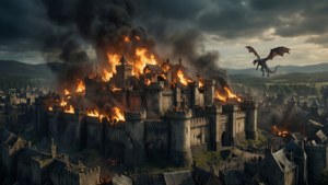 Kongshavn brenner mens Daenerys angriper — Game of Thrones sesong 8 Bakgrunner