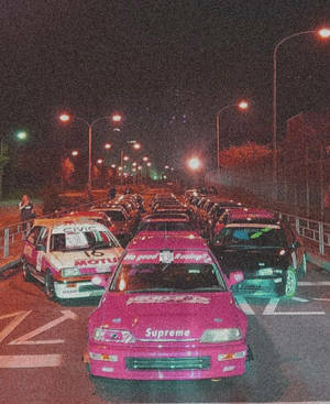 Kornete JDM-biler om natten — Jdm-biler Bakgrunner